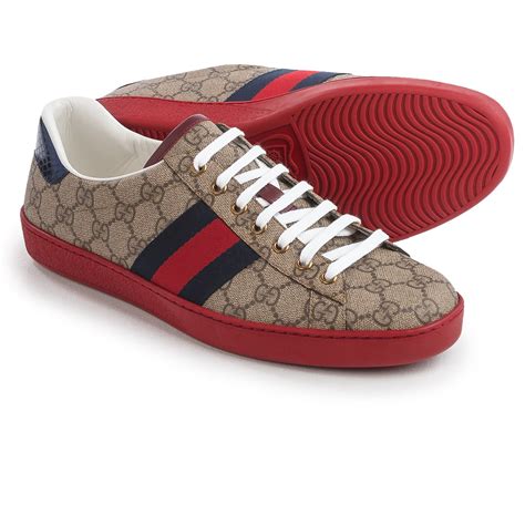 gucci men's ace leather lace up sneakers|gucci ace gg suede sneakers.